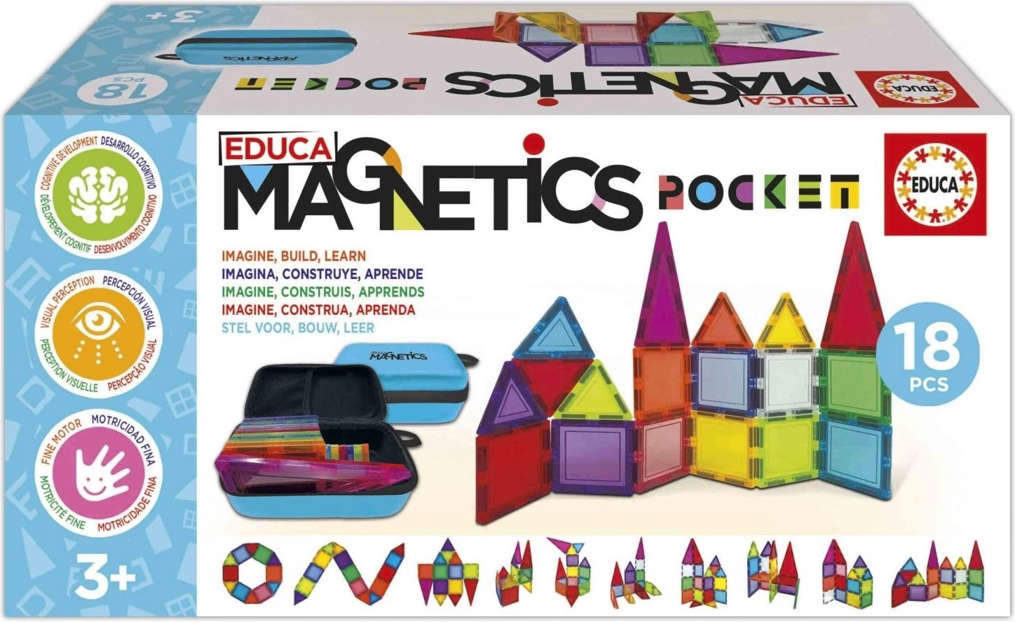 Educa magnetická stavebnice Magnetics v pouzdře, 18 dílků