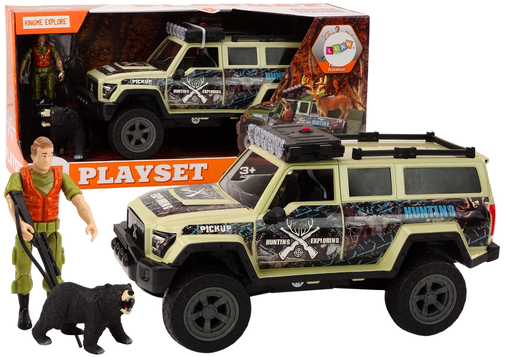 Lean Toys Off-Road Hunting Car Hunter Bear Lights Sounds Beige