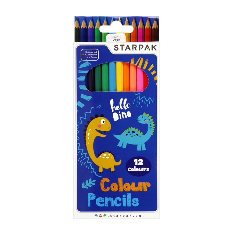 Pastelky s motivem dinosauři, sada 12 barev