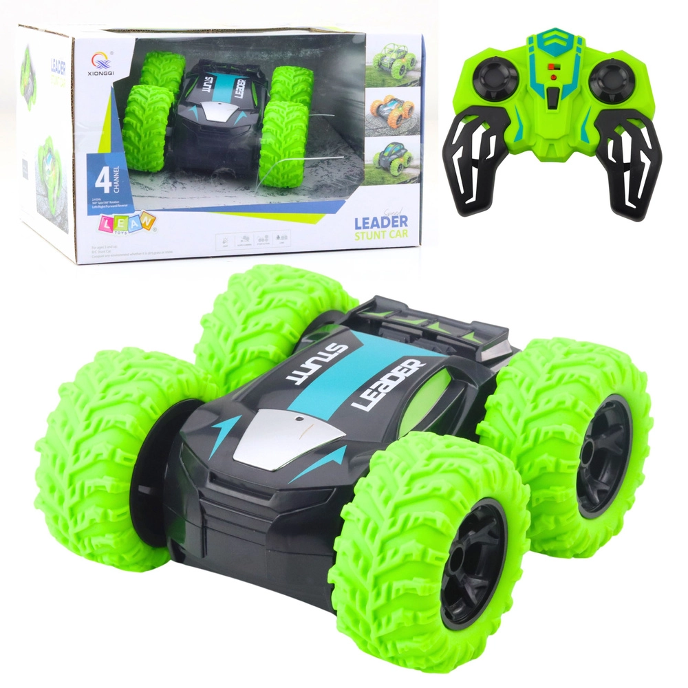 Kaskadérské RC auto 2,4 GHz se světly a otočkami 360° – zelené
