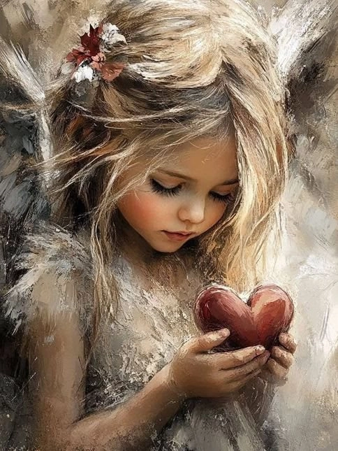 Diamantové malování – dívka se srdcem 30 × 40 cm