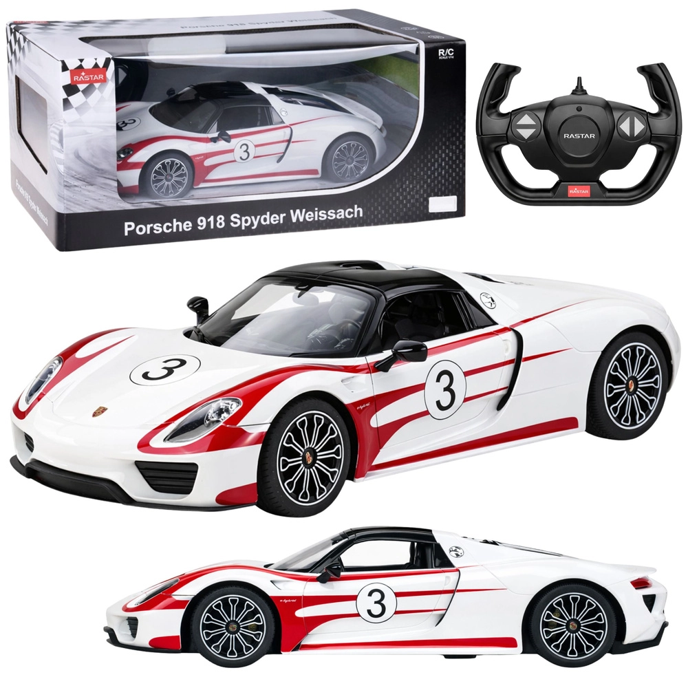 RC auto Porsche 918 Spyder Weissach 1:14 bílá – Rastar