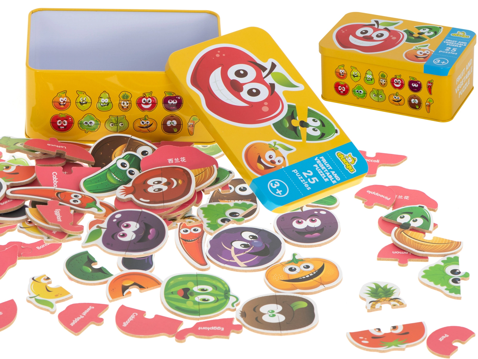 KIK Ovocné/zeleninové plechové puzzle 25 skládaček KX6019
