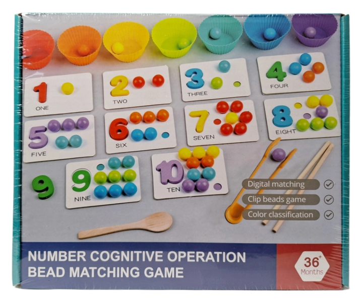 Dřevěná vzdělávací hra – párování korálků a čísel