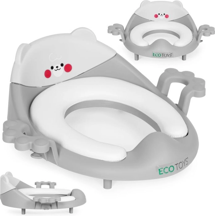 Ecotoys WC sedátko s překrývajícími se rukojeťmi s měkkým polštářem šedé