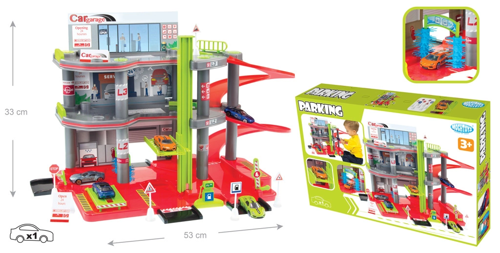 Mochtoys 3-patrová garáž s autem