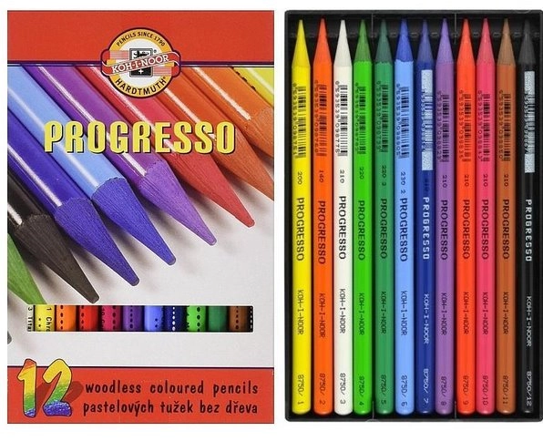 Levně Pastelky bezdřevé Progresso Aquarell 12 ks KOH‑I‑NOOR