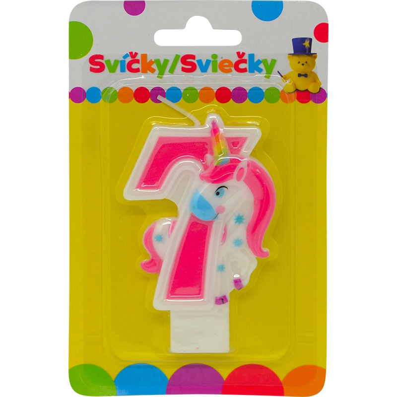 Narozeninová svíčka s jednorožcem – číslo 7