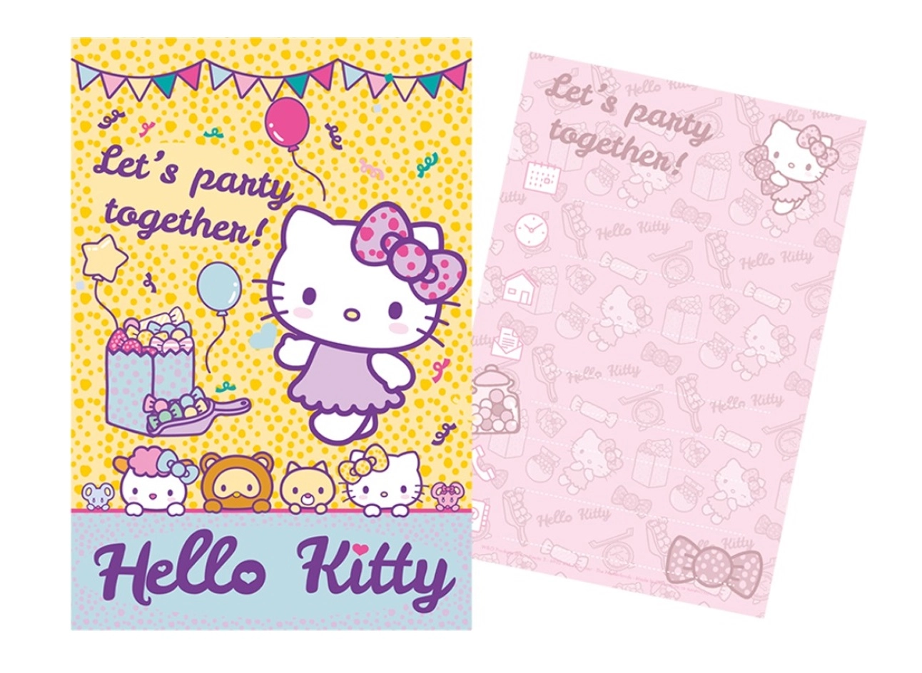 Sada party pozvánek a obálek Hello Kitty (5+5) 15 × 10 cm
