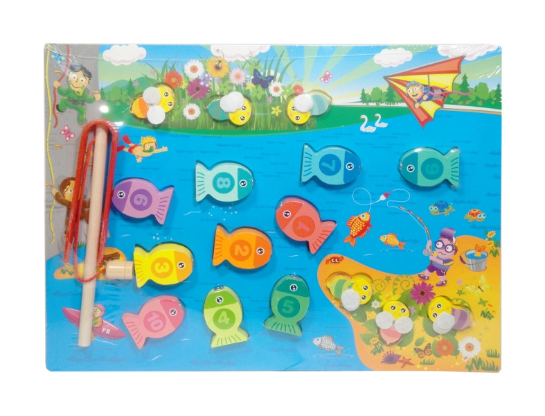 Dřevěná magnetická hra Rybičky s udicí