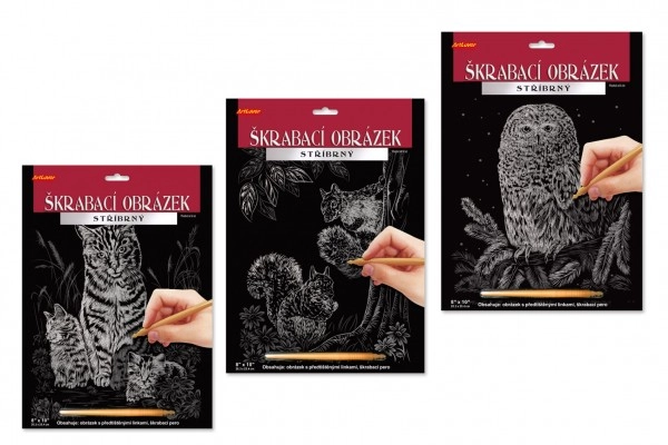 SMT Creatoys Škrabací obrázek stříbrný A4 3 druhy