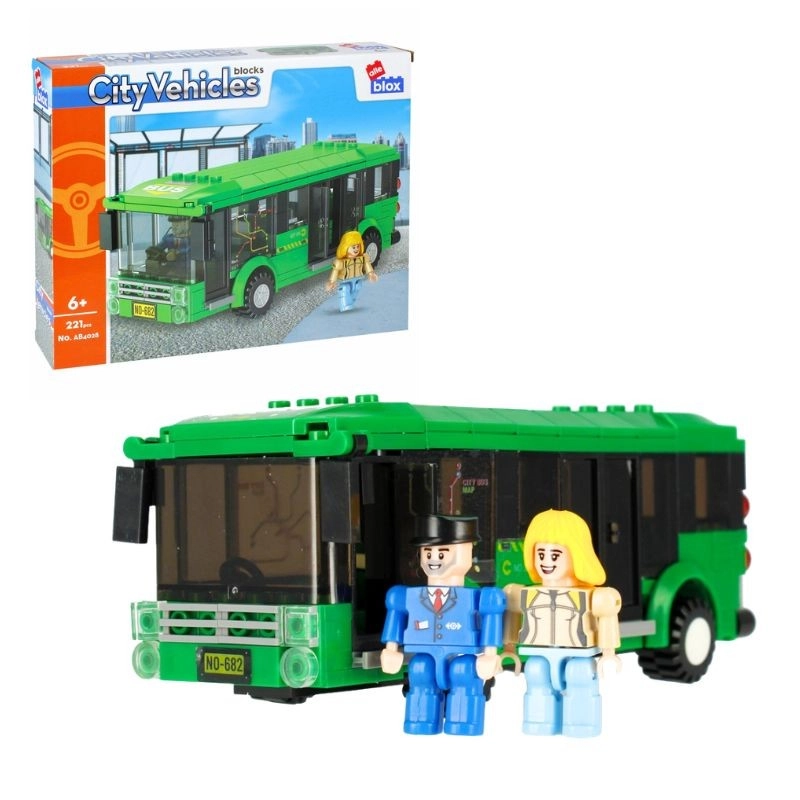 Stavebnice městský autobus AlleBlox s figurkami (221 dílků)