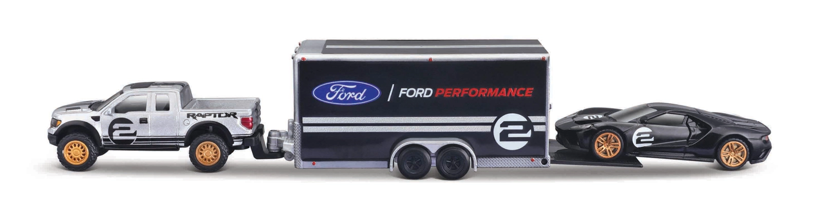 Levně Maisto Design Team Haulers 2009 Ford F-150 SVT Raptor + 2017 Ford GT Heritage 1:64