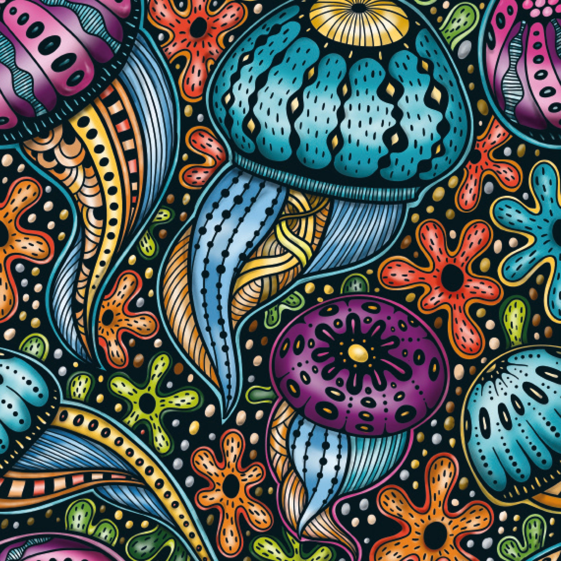 Čtvercové puzzle Q Life Barevné medúzy 72 dílků