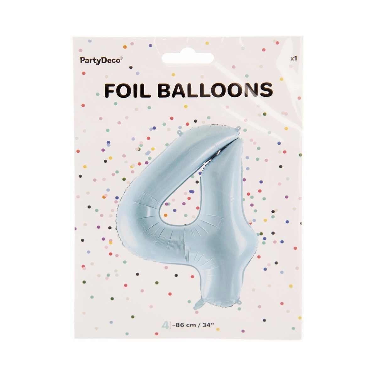 PartyDeco Fóliové číslo 4 modré 86 cm