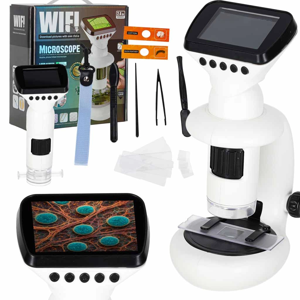 Digitální Wi‑Fi mikroskop s LCD displejem, zvětšení 200× až 1000×