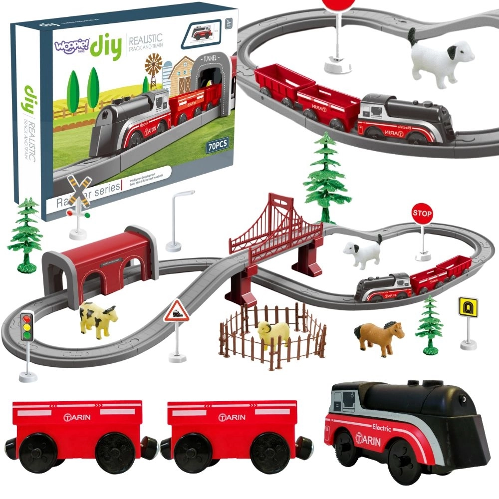 Elektrická vláčkodráha WOOPIE farma se zvířátky, 70 dílů