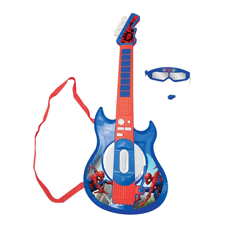 Levně Dětská elektronická kytara s brýlemi a mikrofonem SPIDER‑MAN