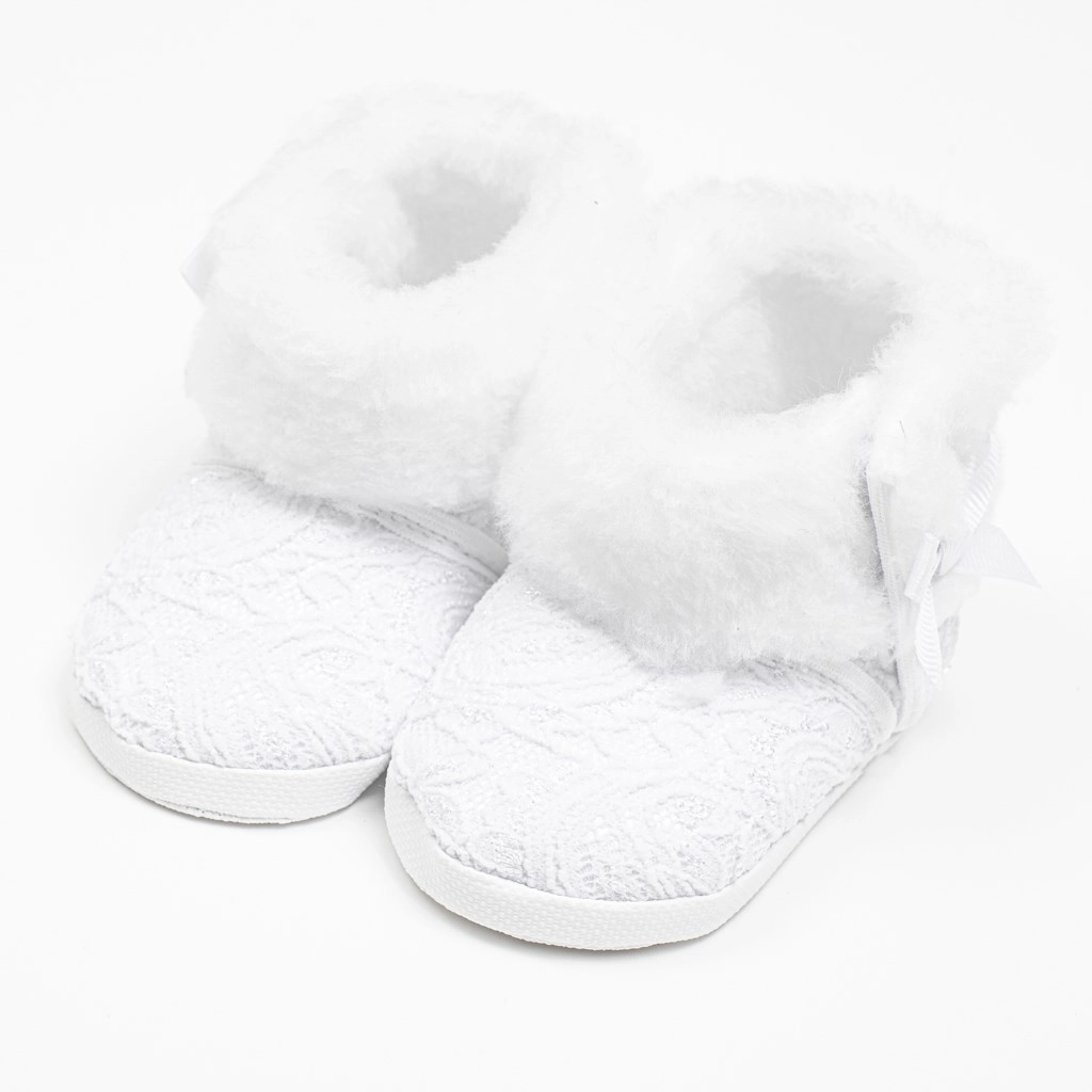Kojenecké zimní krajkové kozačky New Baby bílé (3–6 měsíců)