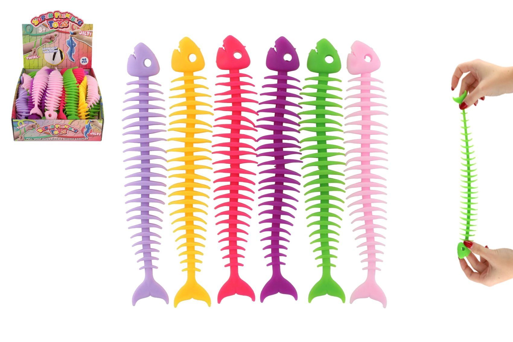 Antistresová natahovací hračka rybí kostra ze silikonu