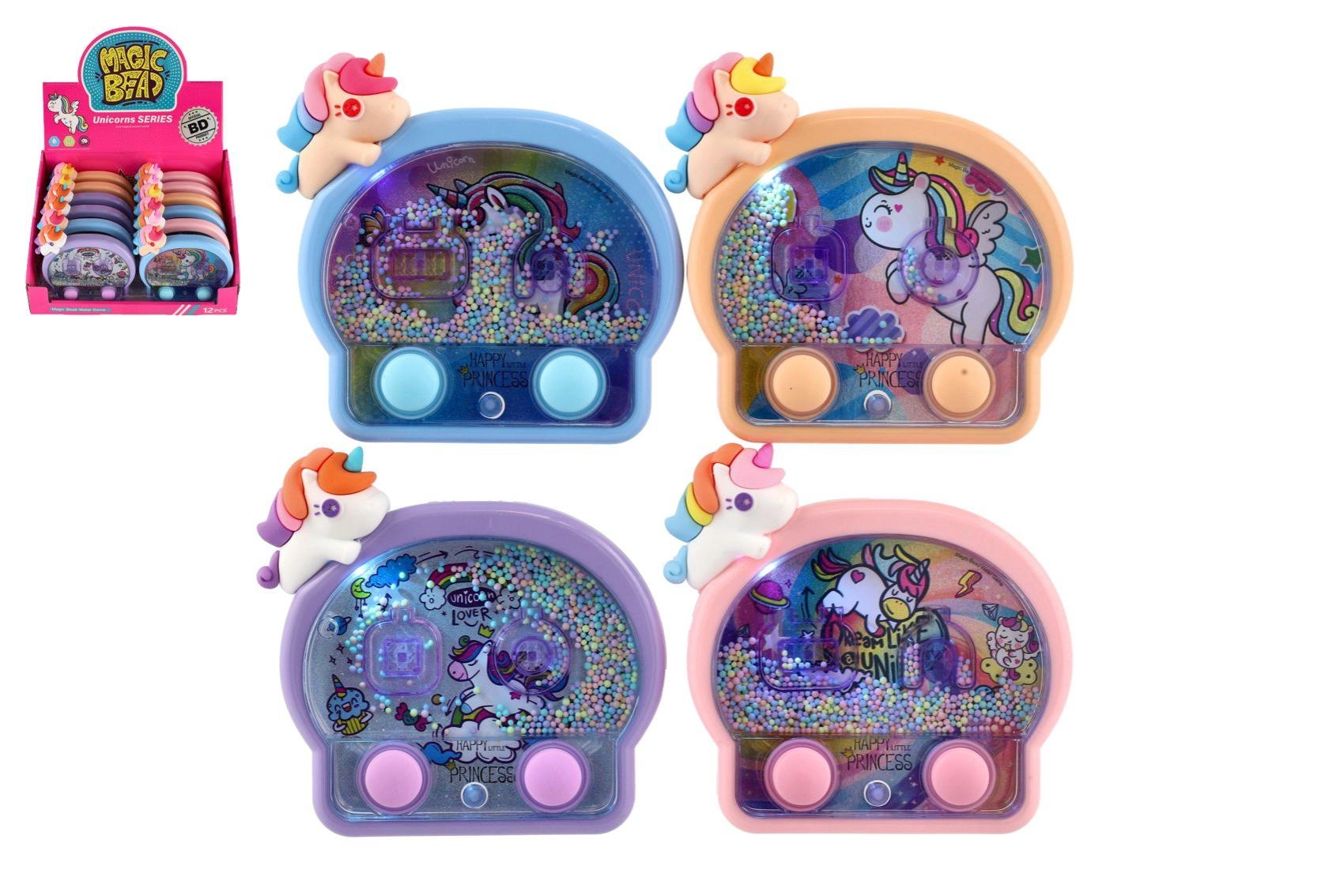 vodní kroužková hra jednorožec se světýlky, kapesní dětská hračka