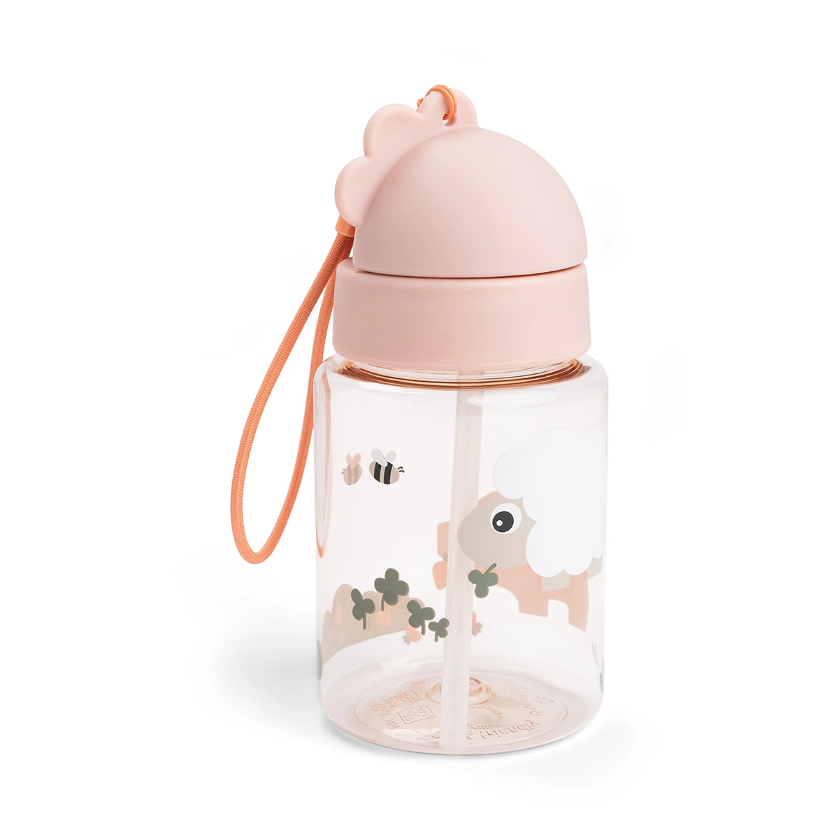 Done by Deer láhev s brčkem Tiny farm růžová 280 ml