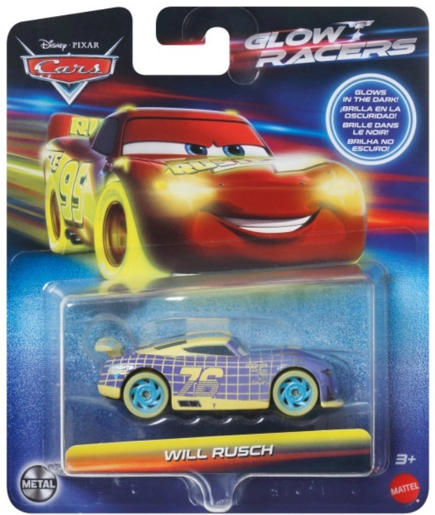 Auta Glow Racers – kovový svítící model 1:55