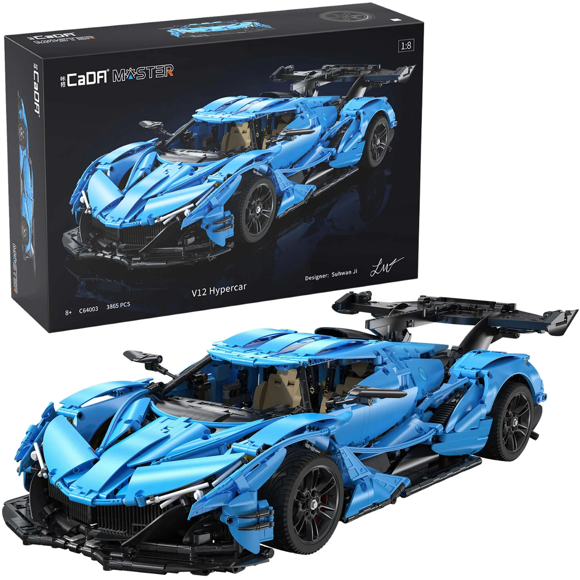 Stavebnice CADA Master modrý V12 hypercar 1:8 (3865 dílků)
