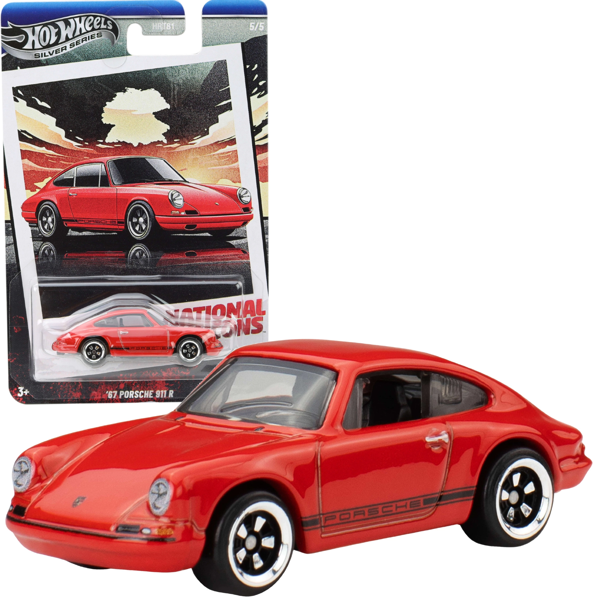 Hot Wheels '67 Porsche 911 R – kovový model 1:64, 7 cm