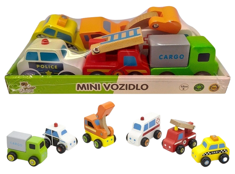 Levně Studo Wood Mini vozidla 6 ks