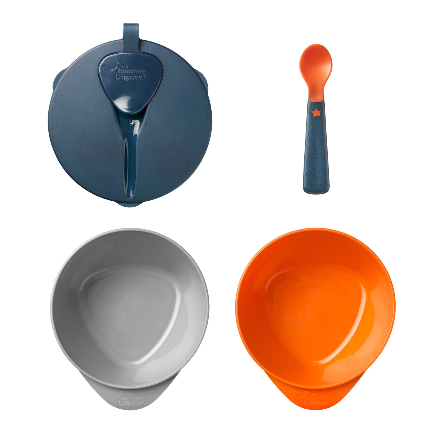 Tommee Tippee Misky pro snadné nabírání Explora 2 ks, s víčkem a lžičkou