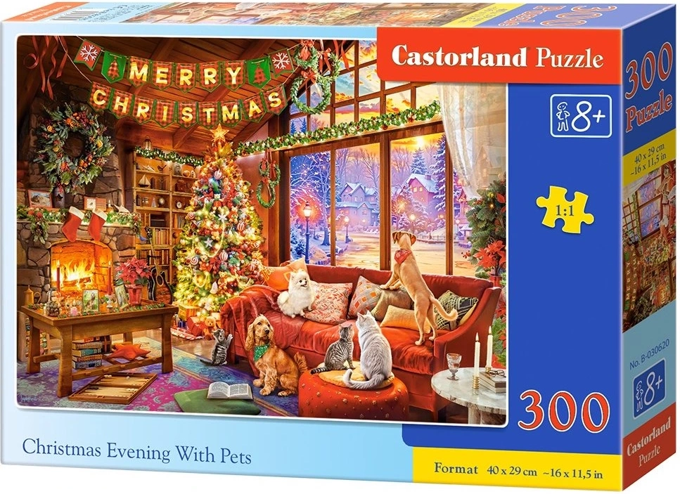 Castorland puzzle štědrý večer s mazlíčky 300 dílků