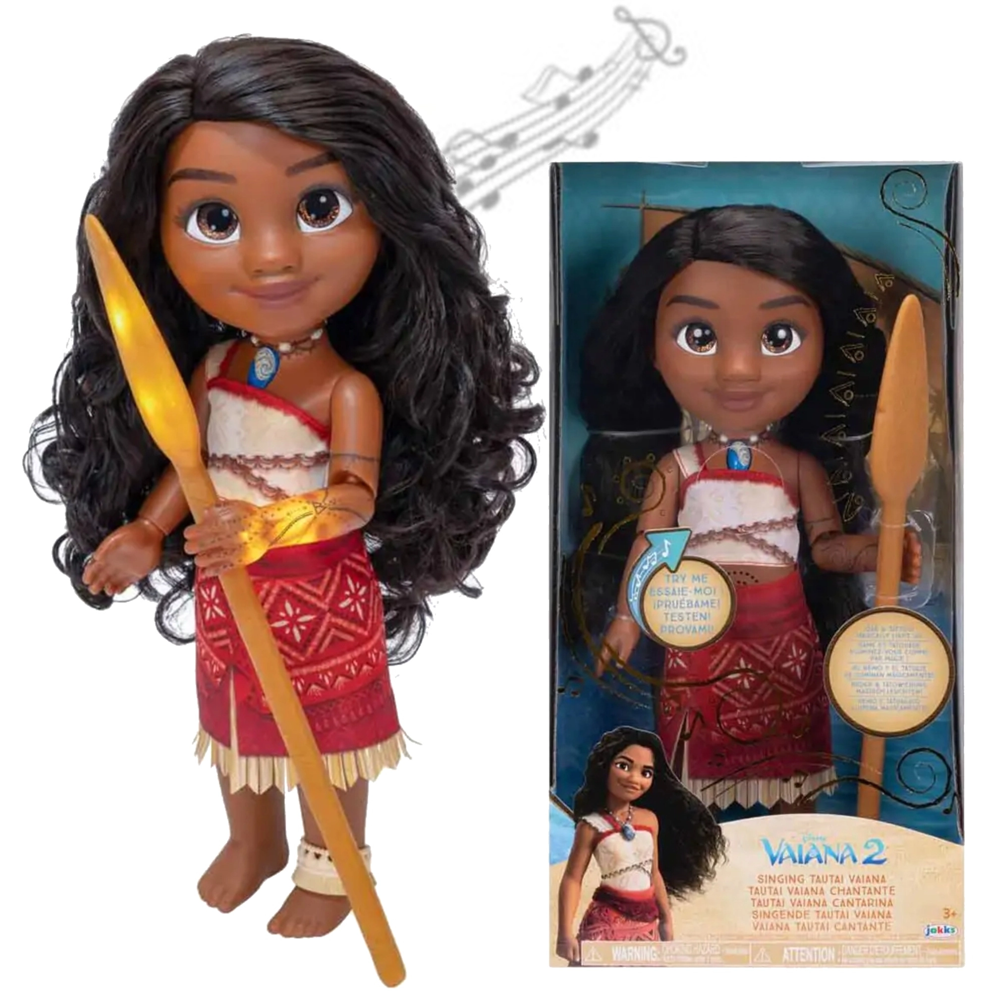 Disney Princess zpívající panenka MOANA s tetováním a pádlem 35 cm