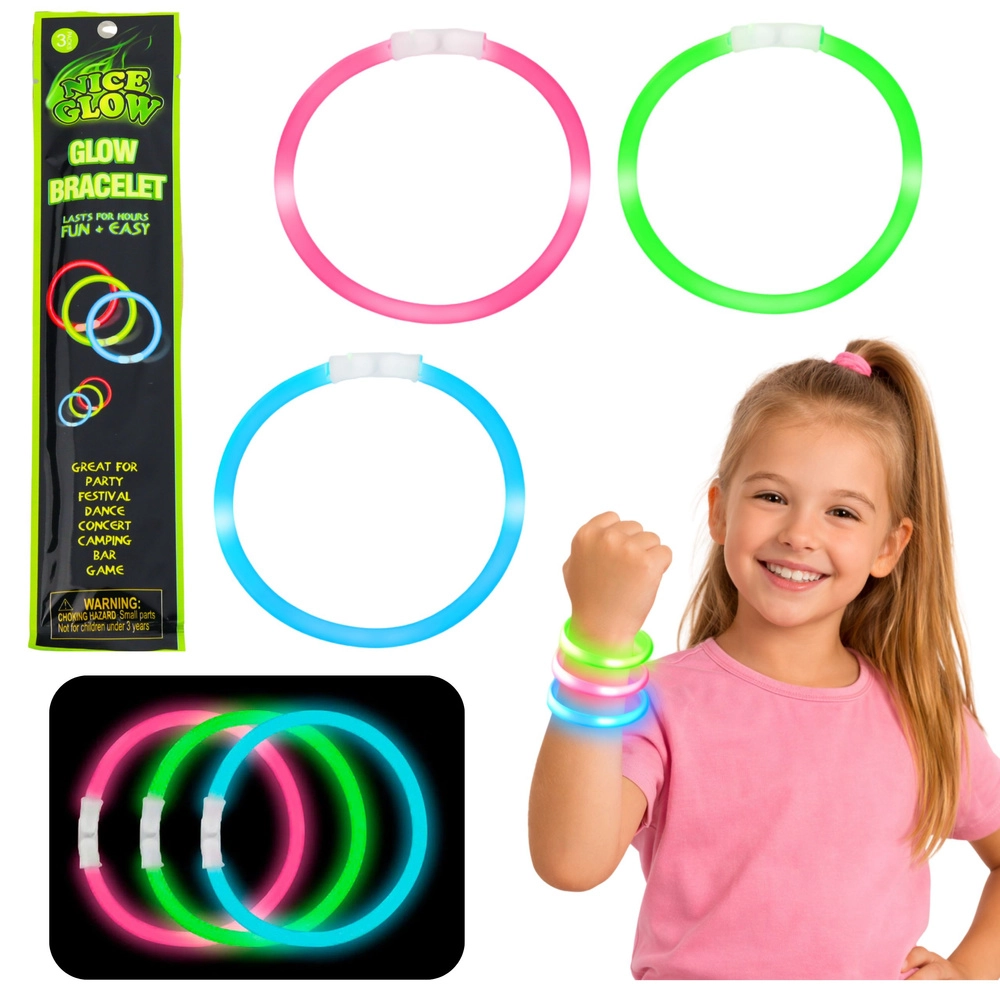 Fluorescenční svítící náramky Glow Stick 3 ks, 20 cm