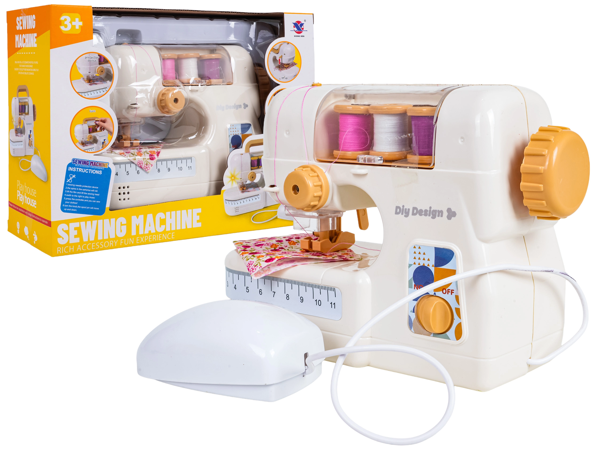 dětský šicí stroj s doplňky – bílý