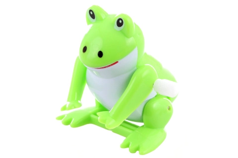 Skákací natahovací žabka – plastová hračka pro děti