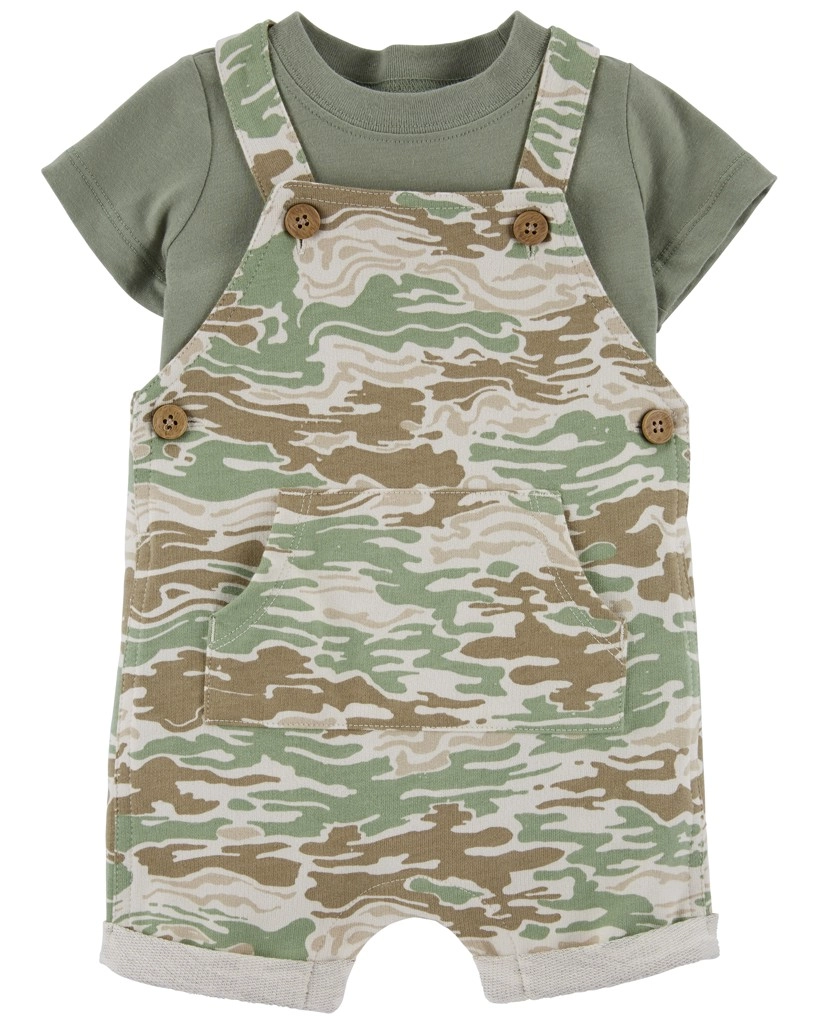Levně Carter's Set 2dílný triko kr. rukáv kraťasy na kšandy Green Camo chlapec
