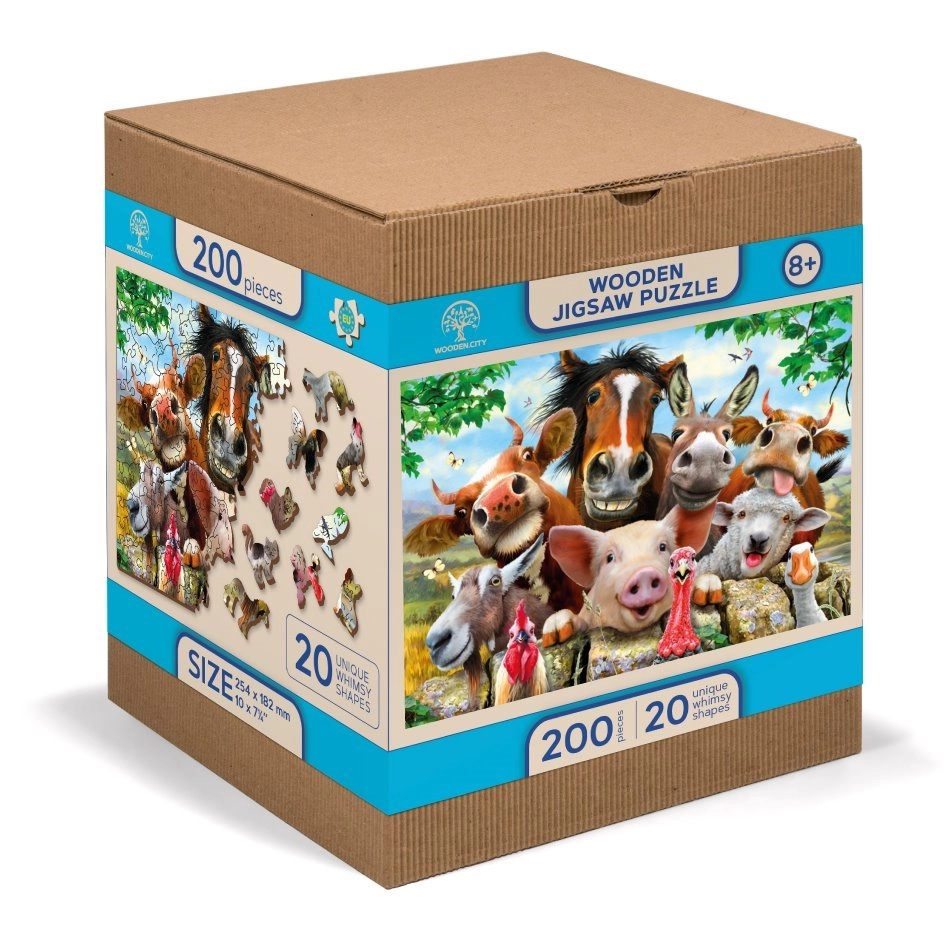 Dřevěné puzzle s figurkami - Život na farmě