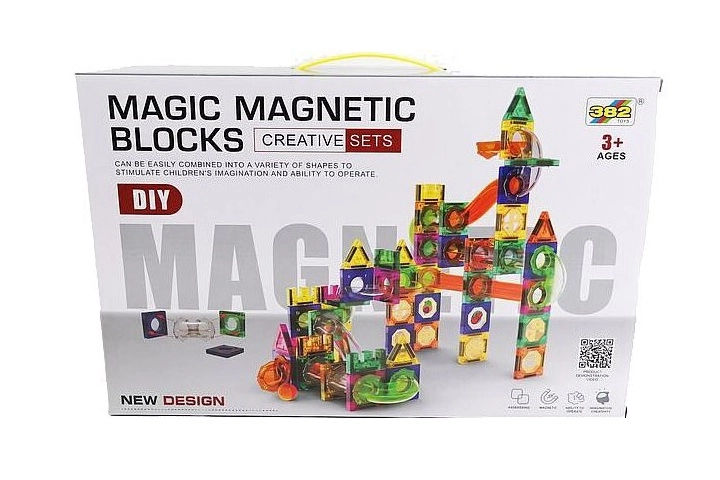 Magnetická stavebnice s kuličkovou dráhou, 160 dílků