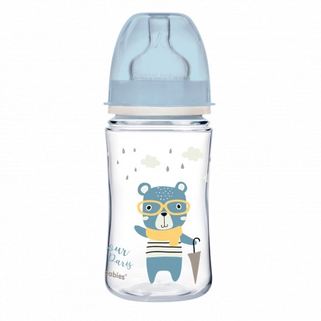 Canpol babies Lahev se širokým hrdlem BONJOUR PARIS 240ml modrá