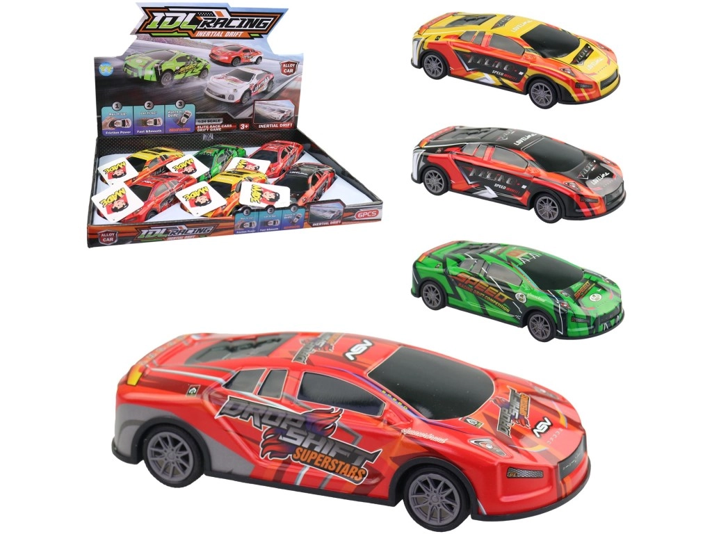 Sportovní autíčka kovová 17,5 cm – sada 6 ks v display boxu