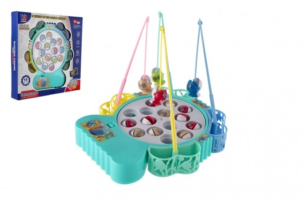 Hra ryby/rybář magnetická plast + prut 4ks na baterie v krabici