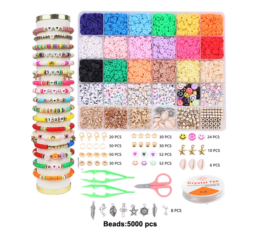 sada barevných korálků pro zažehlování 5000 ks s formami a vědrem