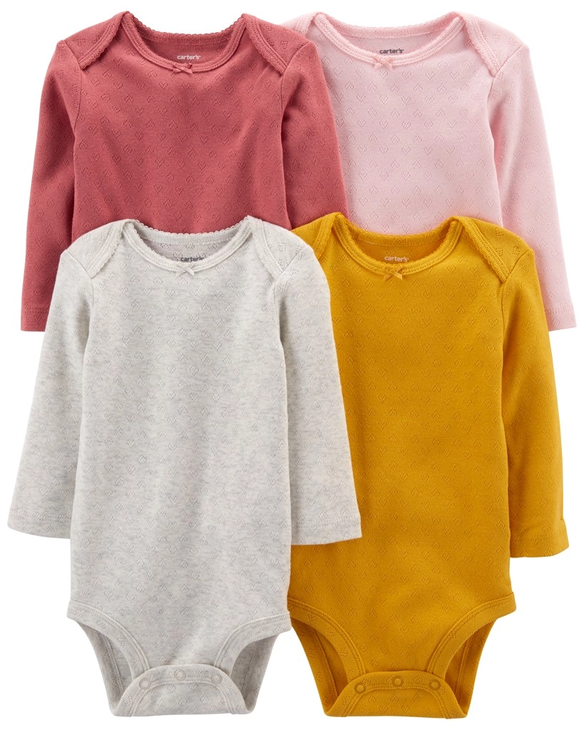 Carter's dívčí body s dlouhým rukávem multicolor, 4 ks, velikost 56 (NB)