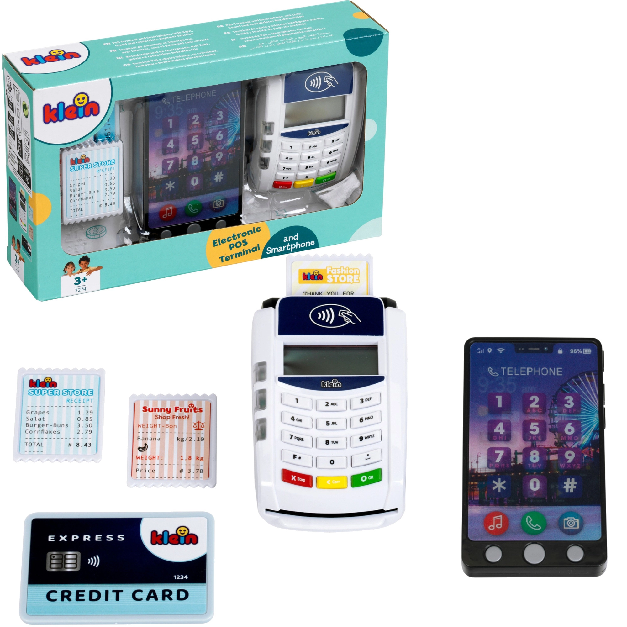 Herní platební terminál POS se smartphonem a příslušenstvím KLEIN