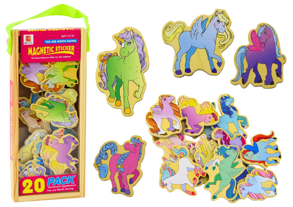 Barevné dřevěné magnety jednorožci