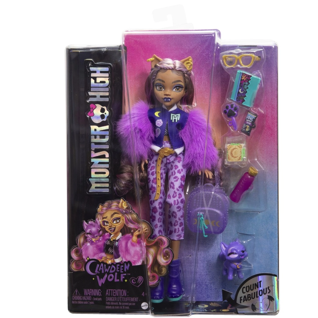 Levně Mattel Monster High Fashion Doll Clawdeen Wolf & Pet Dog Crescent HRP65