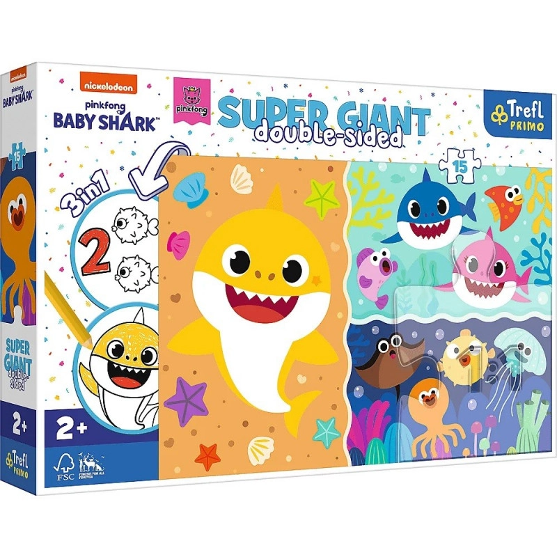 Levně TREFL Oboustranné Baby Shark SUPER GIANT 15 dílků