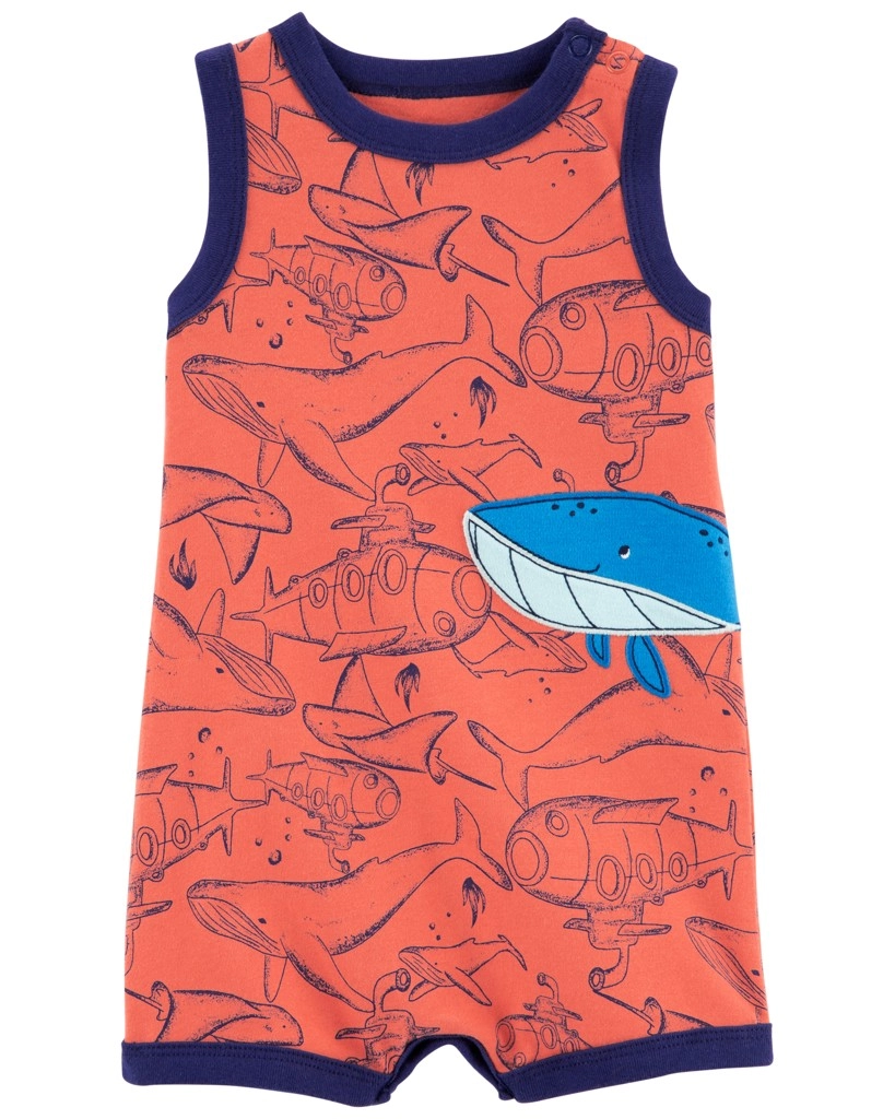 Carter's letní overal Orange Whale pro kluky 6 m