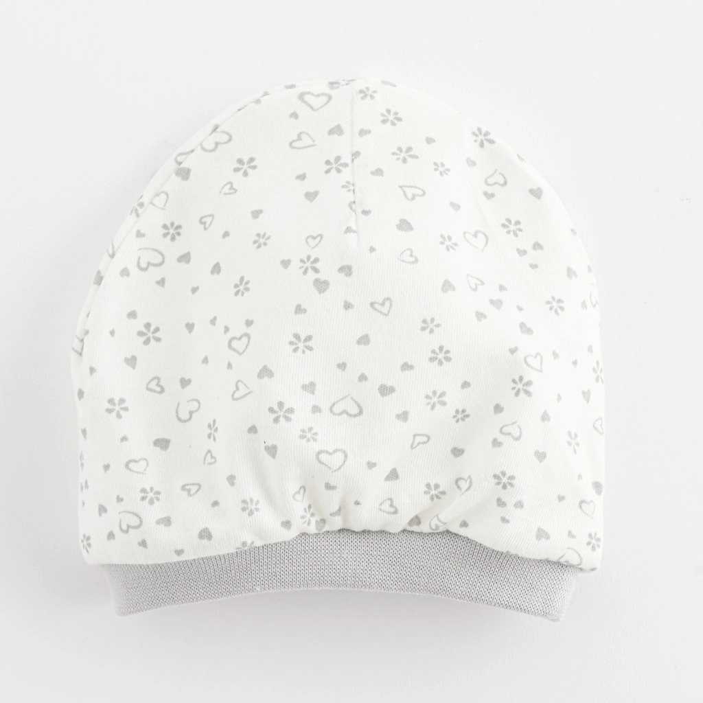 Kojenecká bavlněná čepička NEW BABY Srdíčka
